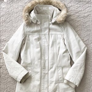 DANIER Leather White Parka, VERY warm!